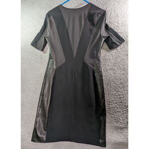 Rag & Bone Mini Dress Womens Size 2 Black Short Sleeve V-Neck Lamb Leather